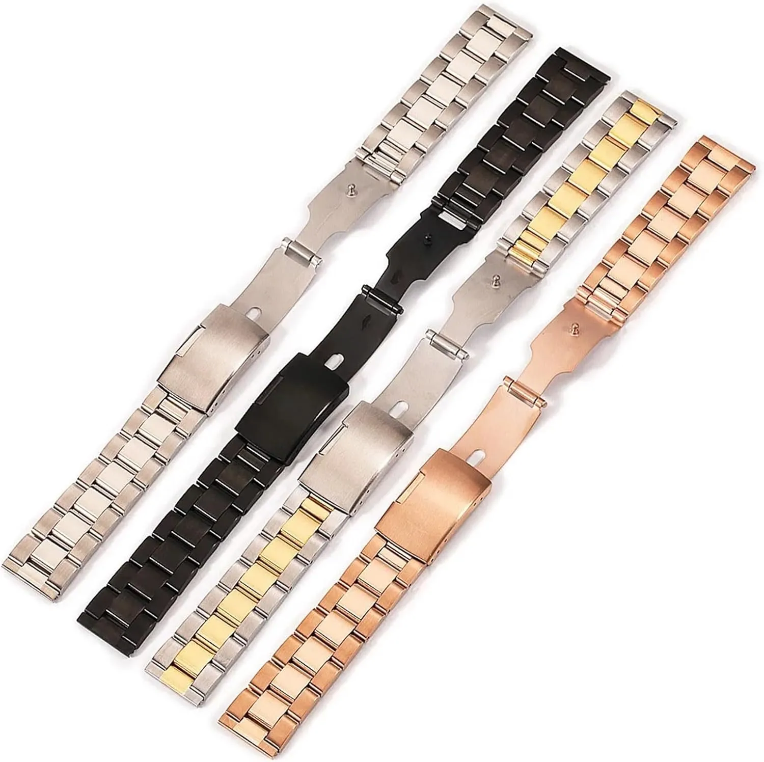 Band Unisex Compatible With phenomenal pet interactive Traditional Or Smart Watches Stainless Steel Strap 18mm-30mm Folding Buckle Watch 