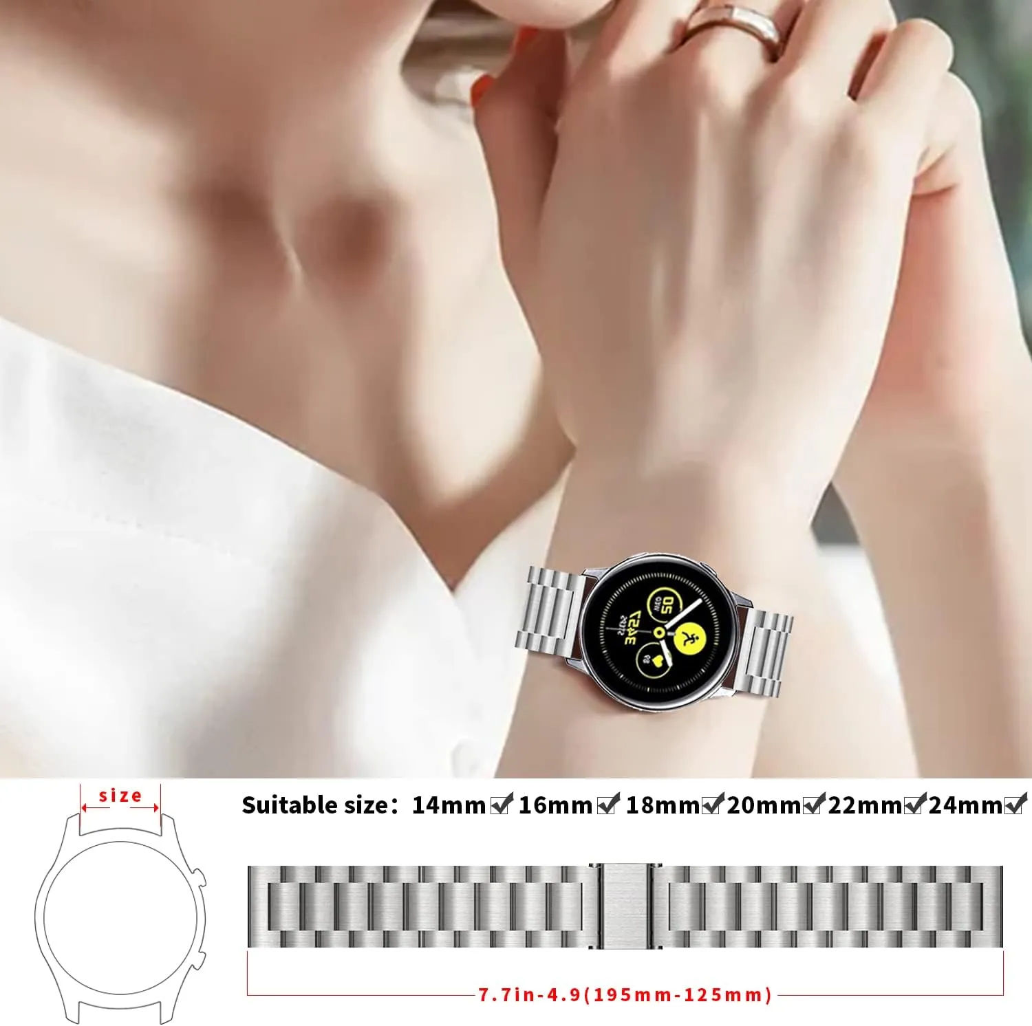 Bands harmonious manifesto for Men and Women Apple Watch Band 14mm 16mm 18mm 20mm 22mm 24mm luxury Stainless steel metal Quick Release Watch 