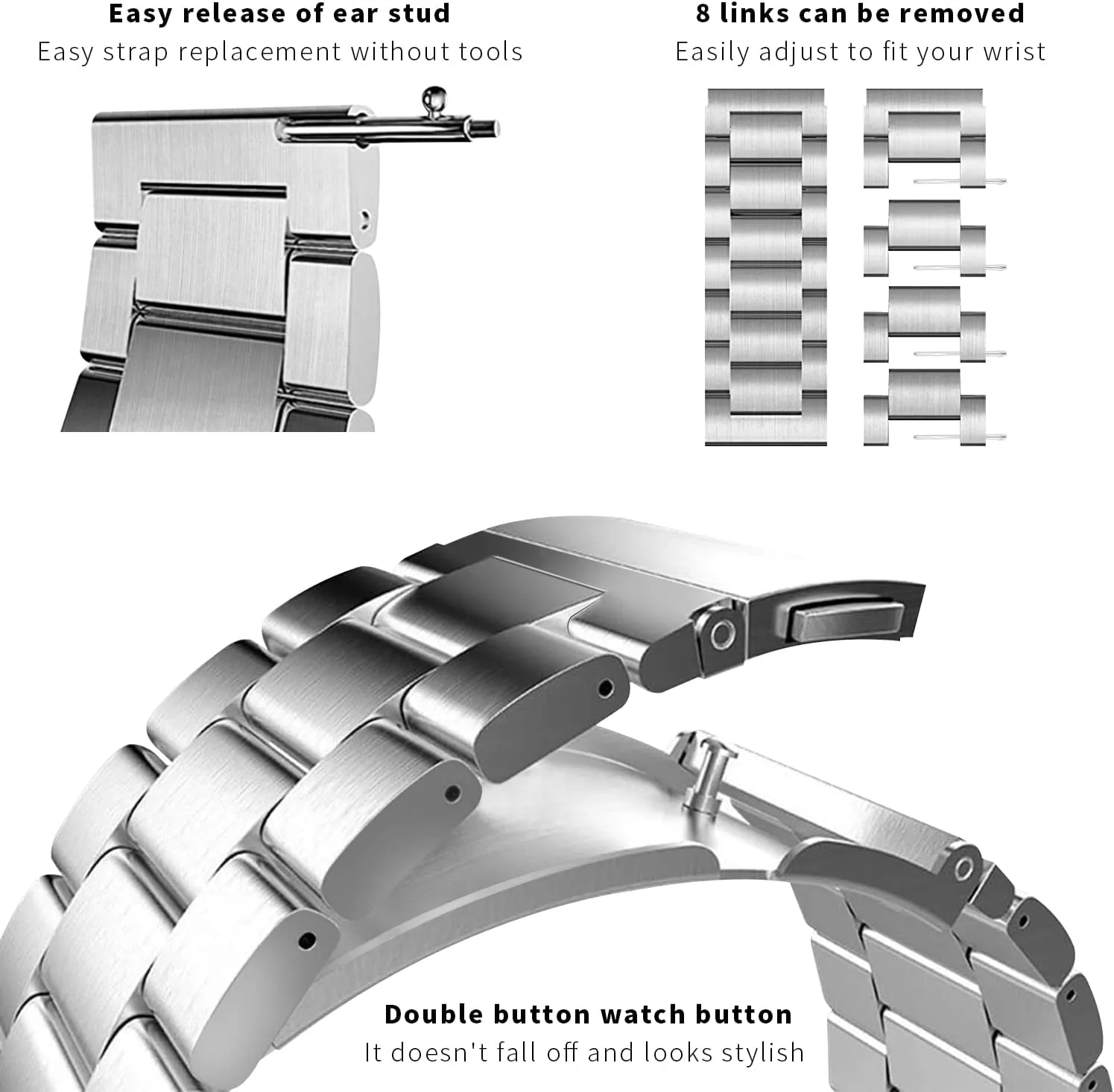 Bands harmonious manifesto for Men and Women Apple Watch Band 14mm 16mm 18mm 20mm 22mm 24mm luxury Stainless steel metal Quick Release Watch 