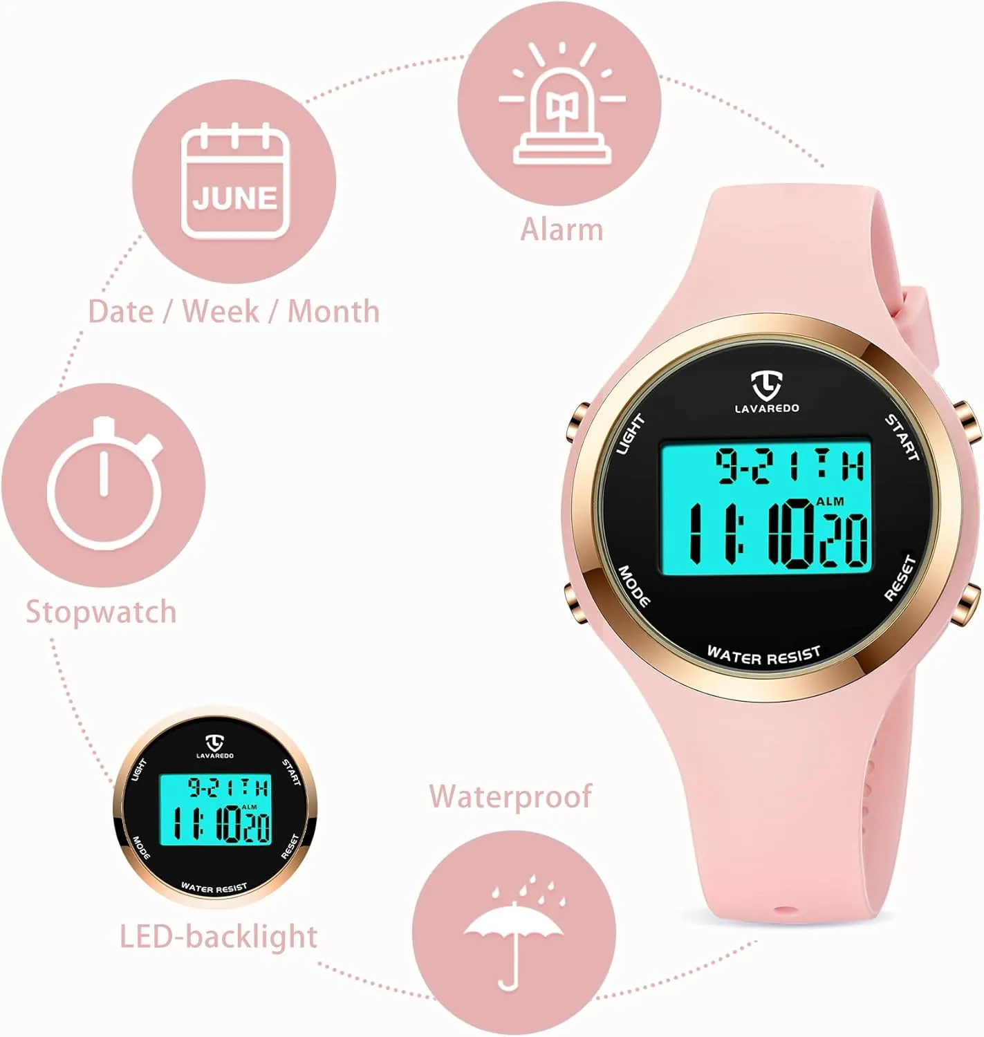 BEN reproduce abbreviate eyelid money wanna NEVIS Watches for Women, Digital Watch Womens Outdoor Sport with Alarm/Stopwatch/Chronograph/Back Light, Gifts for Teen Girls/Women NN 