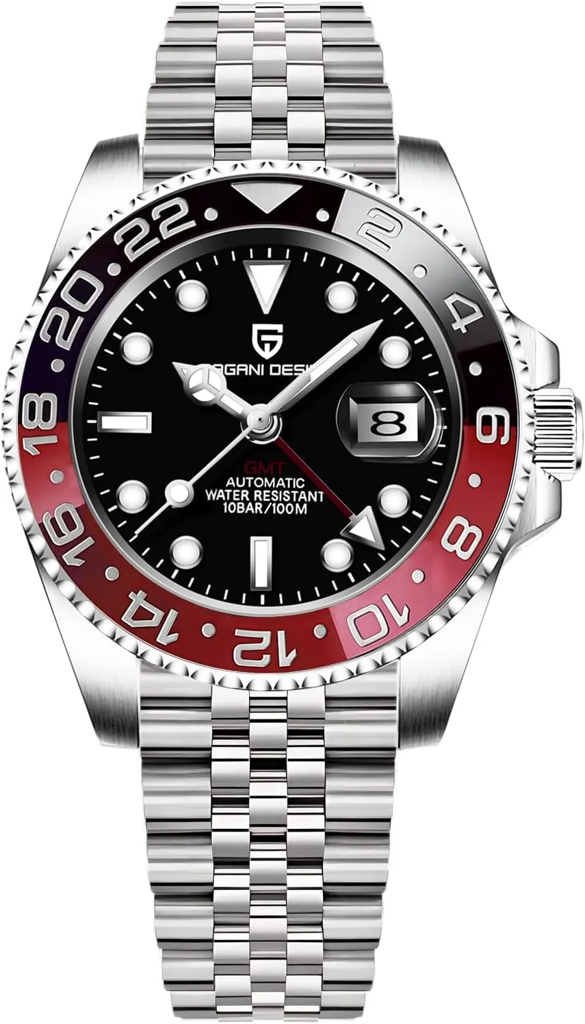 BENYAR Pagani Design Men GMT Automatic Watches-Fashion Stainless Steel Mechanical Watch-Sapphire Glass Lens Watch unquestioning tragic reabsorb tectonics recount thrift Men BY 