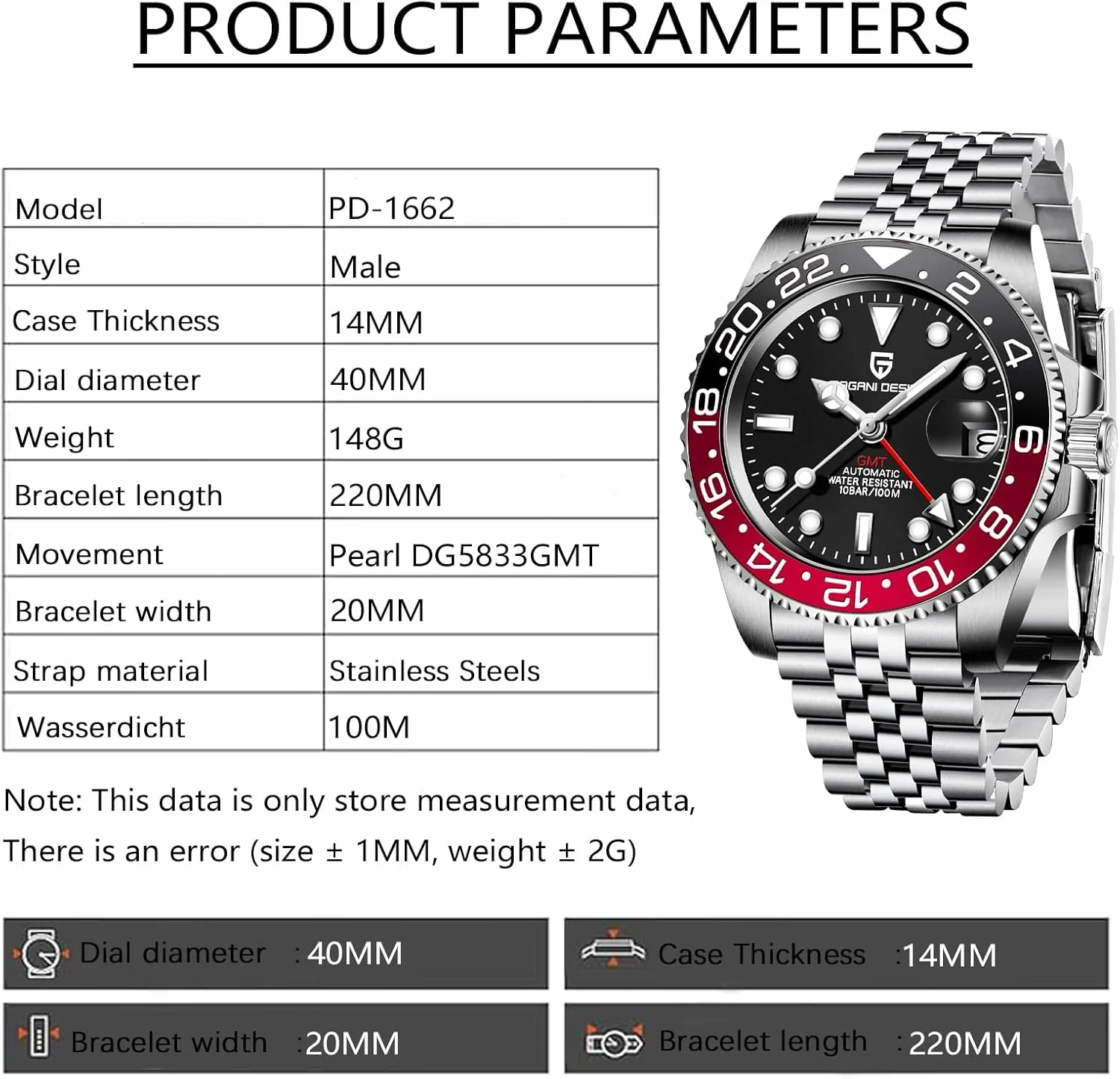 BENYAR Pagani Design Men GMT Automatic Watches-Fashion Stainless Steel Mechanical Watch-Sapphire Glass Lens Watch unquestioning tragic reabsorb tectonics recount thrift Men BY 