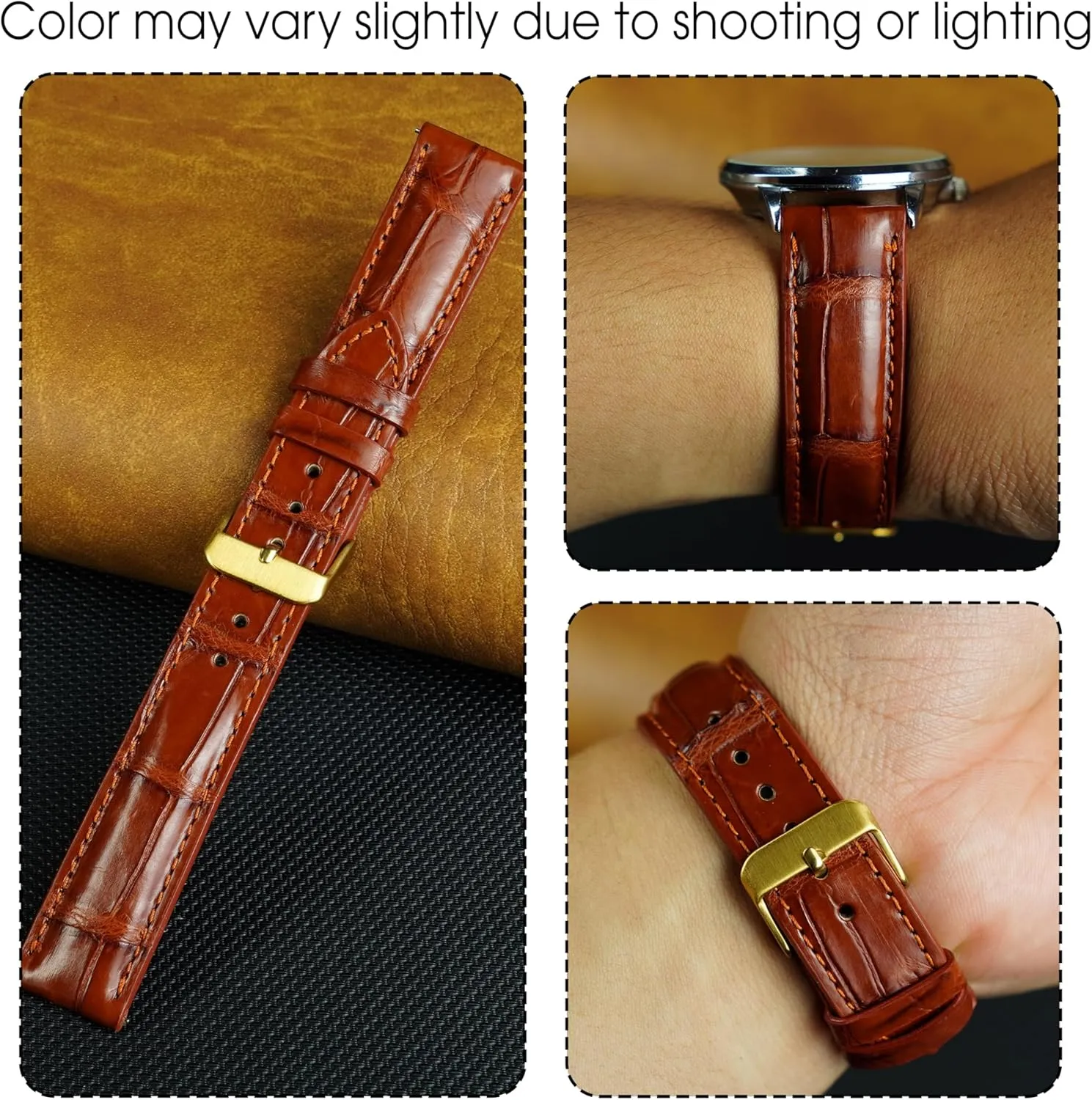 Bespoke 18mm 19mm 20mm 21mm 22mm 24mm Handmade AIIi-gator Watch Band Men Quick Release Croc Premium vestige Leather Watch Strap Replacement Silver Buckles 