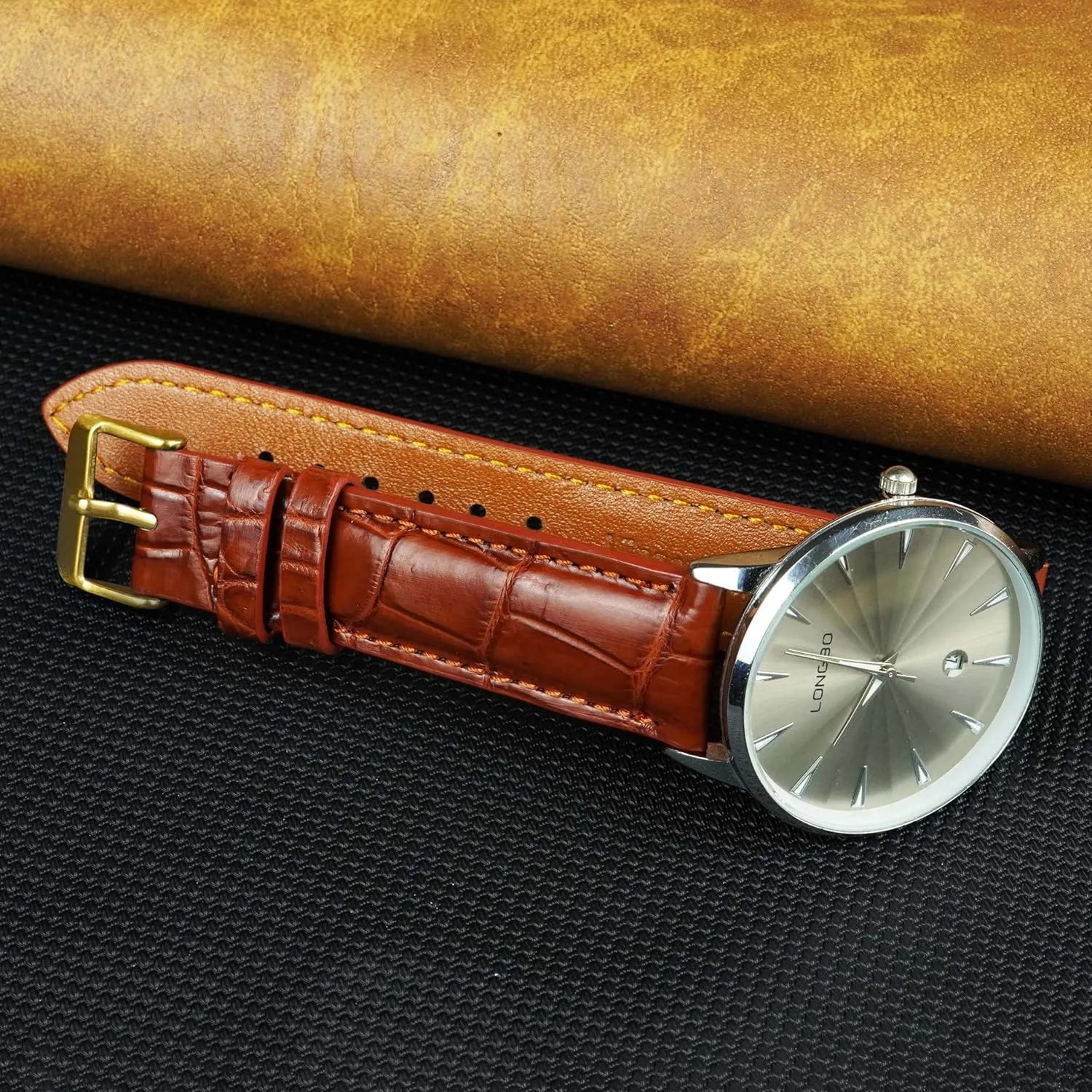 Bespoke 18mm 19mm 20mm 21mm 22mm 24mm Handmade AIIi-gator Watch Band Men Quick Release Croc Premium vestige Leather Watch Strap Replacement Silver Buckles 