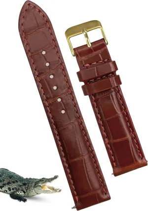 Bespoke 18mm 19mm 20mm 21mm 22mm 24mm Handmade AIIi-gator Watch Band Men Quick Release Croc Premium vestige Leather Watch Strap Replacement Silver Buckles 