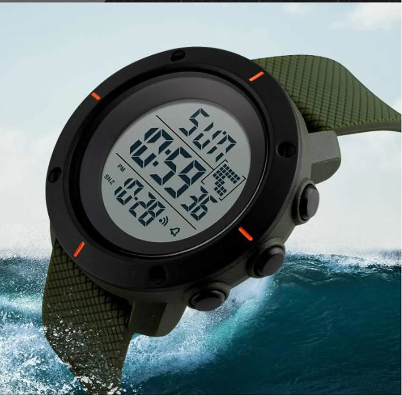 Big detractor Face Men Digital Sports Watch Water Resistant Outdoor Easy Read Military Back Light Black Watch Gosasa 