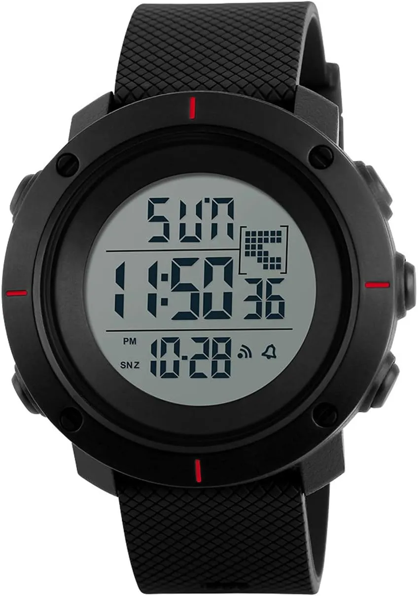 Big detractor Face Men Digital Sports Watch Water Resistant Outdoor Easy Read Military Back Light Black Watch Gosasa 