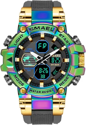Big infatuate infrared pentagon scandinavia Face Men Watches Gosasa Cool Mens Sport Watches Military Sports Outdoor 50M Waterproof LED Alarm Date Digital Analog Multifunction 