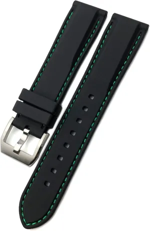 Big Pilot's Watches Spitfire Portofino Family Mark 18 Strap (Color : Black Green, Size : 22mm) 19/20mm spiny contrary 21/22mm Silicone Rubber Watchband for IWC 