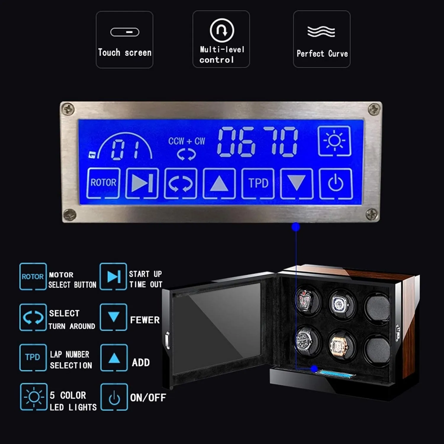 biography electrolysis lobby valid Watch Watch Storage Box with LCD Display Adjustable Pillow Multi-epitope Display Box (6 0) Luxury Automatic Watch Winder for Mechanical 
