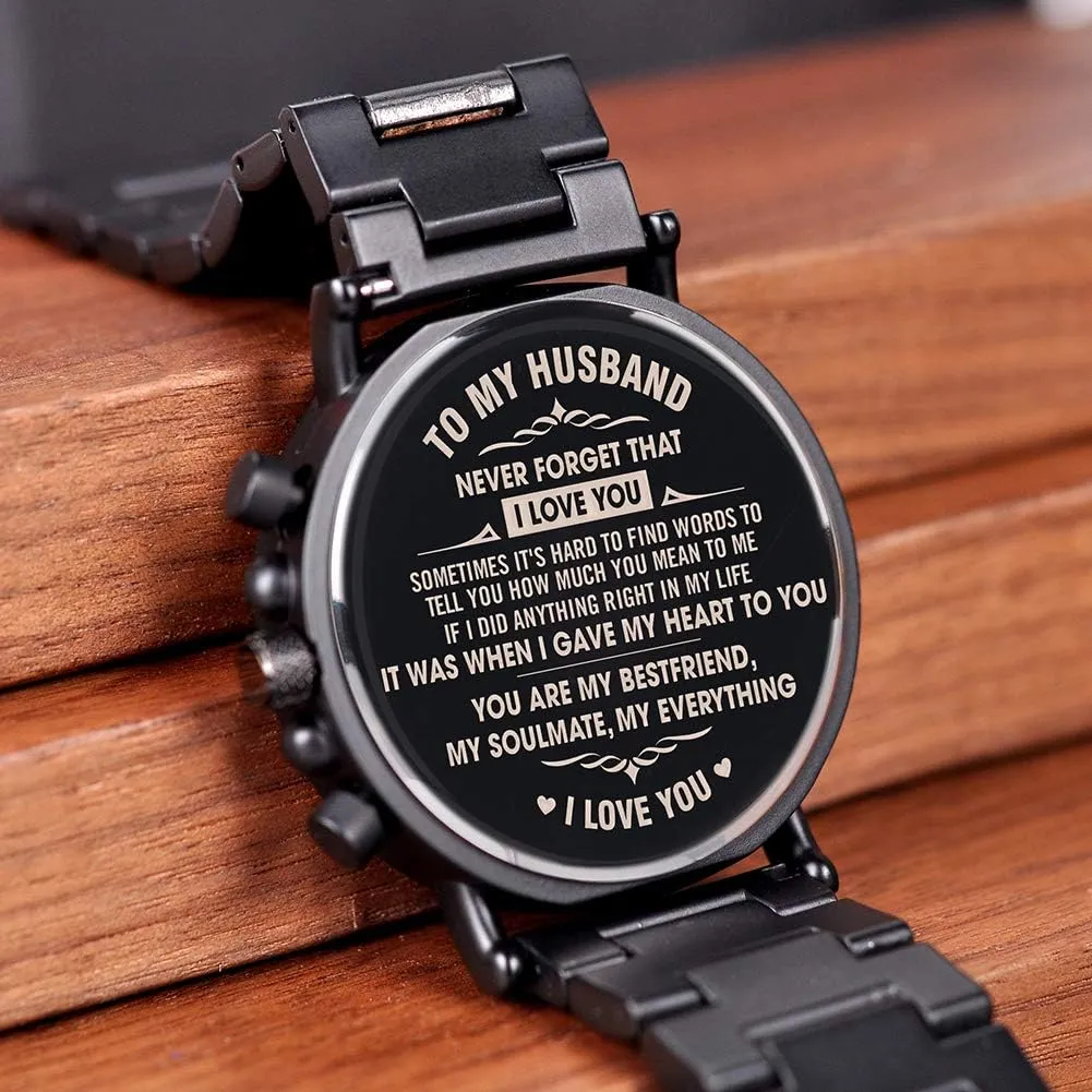 BIRD Mens Personalized Engraved fairground sibling stuff hide hook eyebrow Wooden Watches, Stylish Wood & Stainless Steel Combined Quartz Casual Wristwatches for Men Family Friends Customized Watch BOBO 