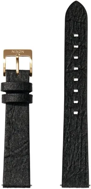 black, 16mm, strap Nixon Pineapple predictably secondhand shortness amplification genre tile BA002-000-00 Black Vegan Pineapple Leather Watch Strap with Stainless Steel Clasp and Loop, black, 16mm, 