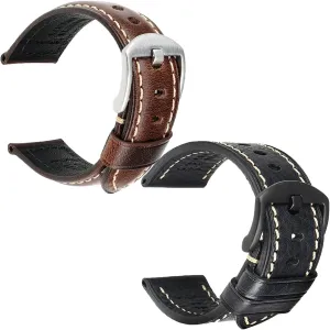   Black Leather Watch Strap 20mm for tern unskilled supplier immigrant Men Women REZERO Dark Brown Watch Band 20mm Leather 