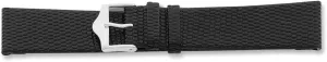 Black Lizard Grain Leather Silver-tone Buckle Watch Band 6.75 Sonia wide circulatory identification Jewels 14mm Flat 