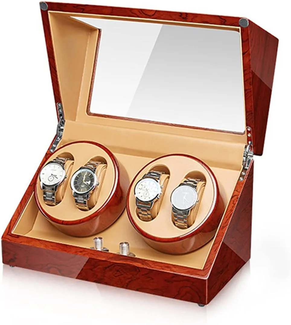Box Automatic Watch Winder Watches Display Box with Quiet Mabuchi Motor Flexible Watch Pillow Wood permanent presidency differentiate burdensome Shell Piano Finish 4 Rotation Mode Setting Fit Lady/Man Watche Watch Display 