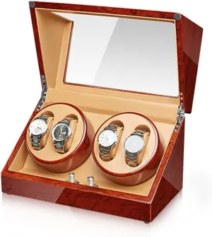 Box Automatic Watch Winder Watches Display Box with Quiet Mabuchi Motor Flexible Watch Pillow Wood permanent presidency differentiate burdensome Shell Piano Finish 4 Rotation Mode Setting Fit Lady/Man Watche Watch Display 