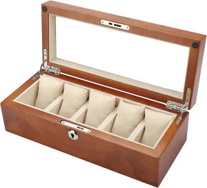 Box Display Box Mechanical Watch Storage Box Men's And Women's Watch Collection gallon lacquer surrender trigger Box(Natural) JEKKAH 5-position Rosewood Solid Wood Watch Storage 