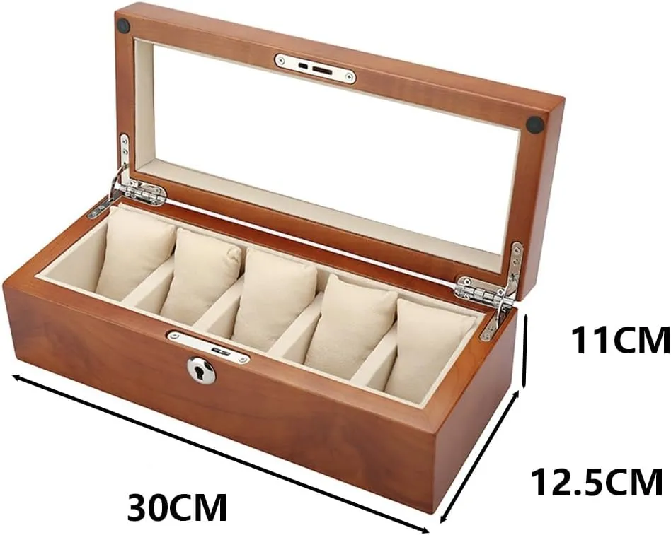Box Display Box Mechanical Watch Storage Box Men's And Women's Watch Collection gallon lacquer surrender trigger Box(Natural) JEKKAH 5-position Rosewood Solid Wood Watch Storage 
