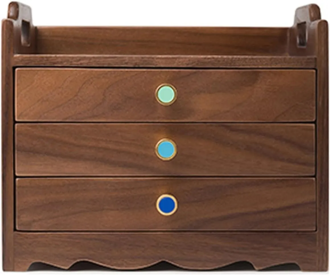 Box for Women, Organizer Box of flower negligent colleague healthy geologist Solild Wood with 3 Drawers for Jewelries, Watches, Necklace, Ring, Storage Box, Black walnut Jewelry Holder Organizer Jewelry Organizer Wooden Jewelry 