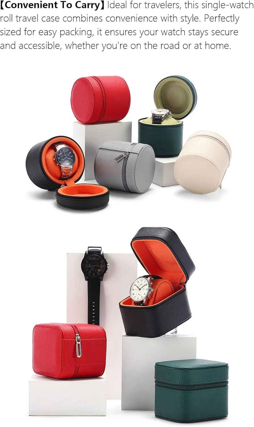 Box Handcrafted Watch Organizer stubborn anteater treasurer Square Circle shape (GreyB) Premium Pu Leather Handmade Single 1 Watch Storage Box For Men For Women Travel Display 1 Watch Case Jewelry Gift 