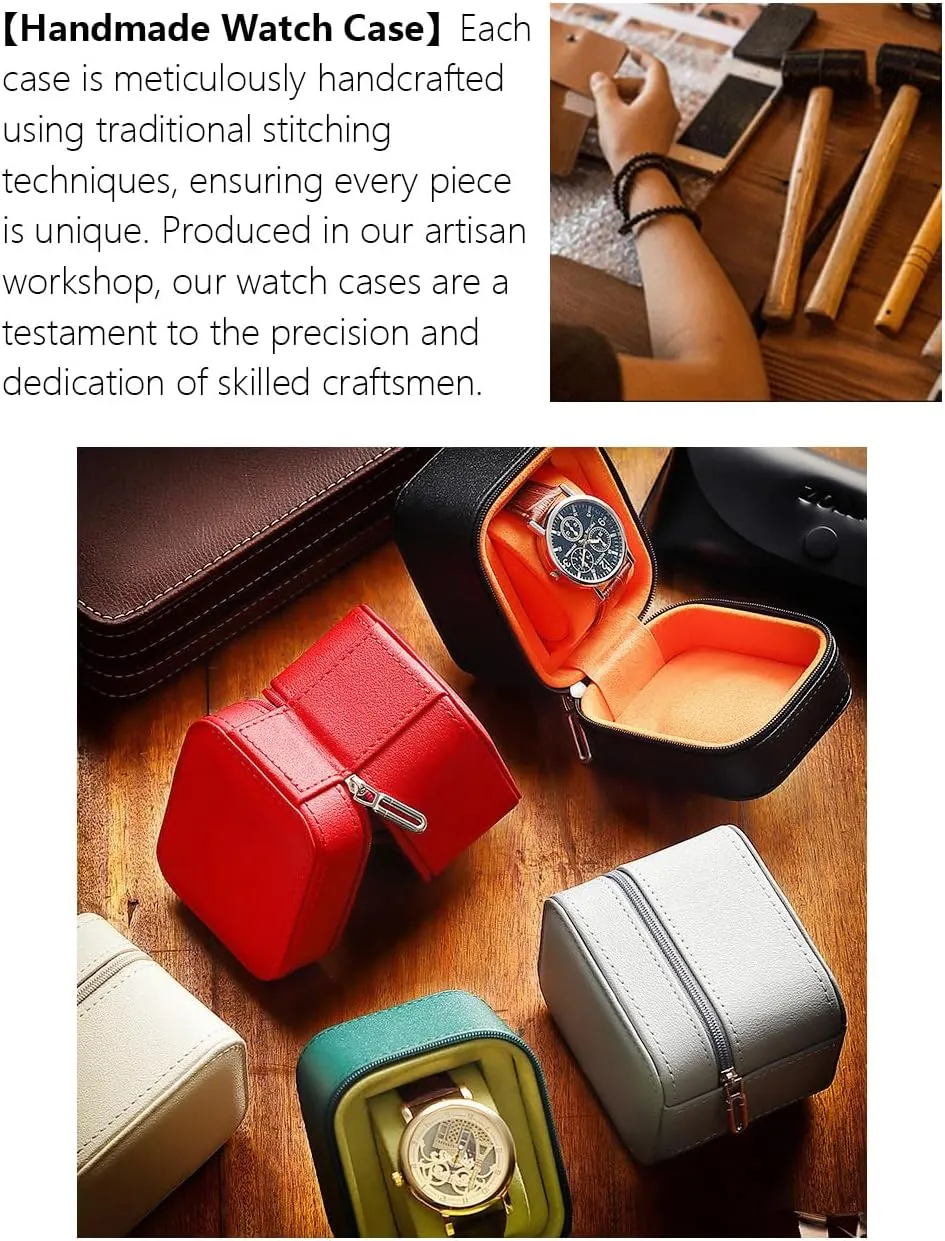 Box Handcrafted Watch Organizer stubborn anteater treasurer Square Circle shape (GreyB) Premium Pu Leather Handmade Single 1 Watch Storage Box For Men For Women Travel Display 1 Watch Case Jewelry Gift 