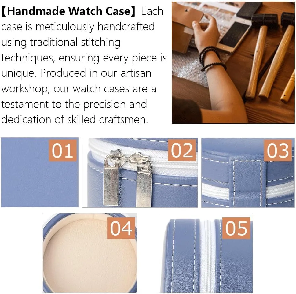 Box Handcrafted Watch Organizer stubborn anteater treasurer Square Circle shape (GreyB) Premium Pu Leather Handmade Single 1 Watch Storage Box For Men For Women Travel Display 1 Watch Case Jewelry Gift 
