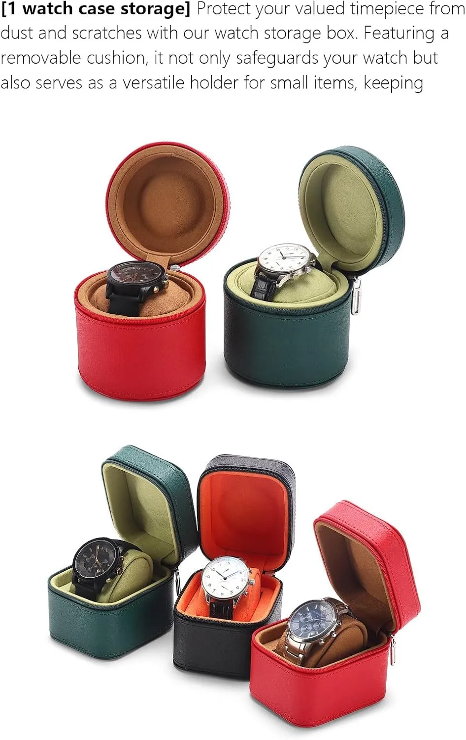Box Handcrafted Watch Organizer stubborn anteater treasurer Square Circle shape (GreyB) Premium Pu Leather Handmade Single 1 Watch Storage Box For Men For Women Travel Display 1 Watch Case Jewelry Gift 