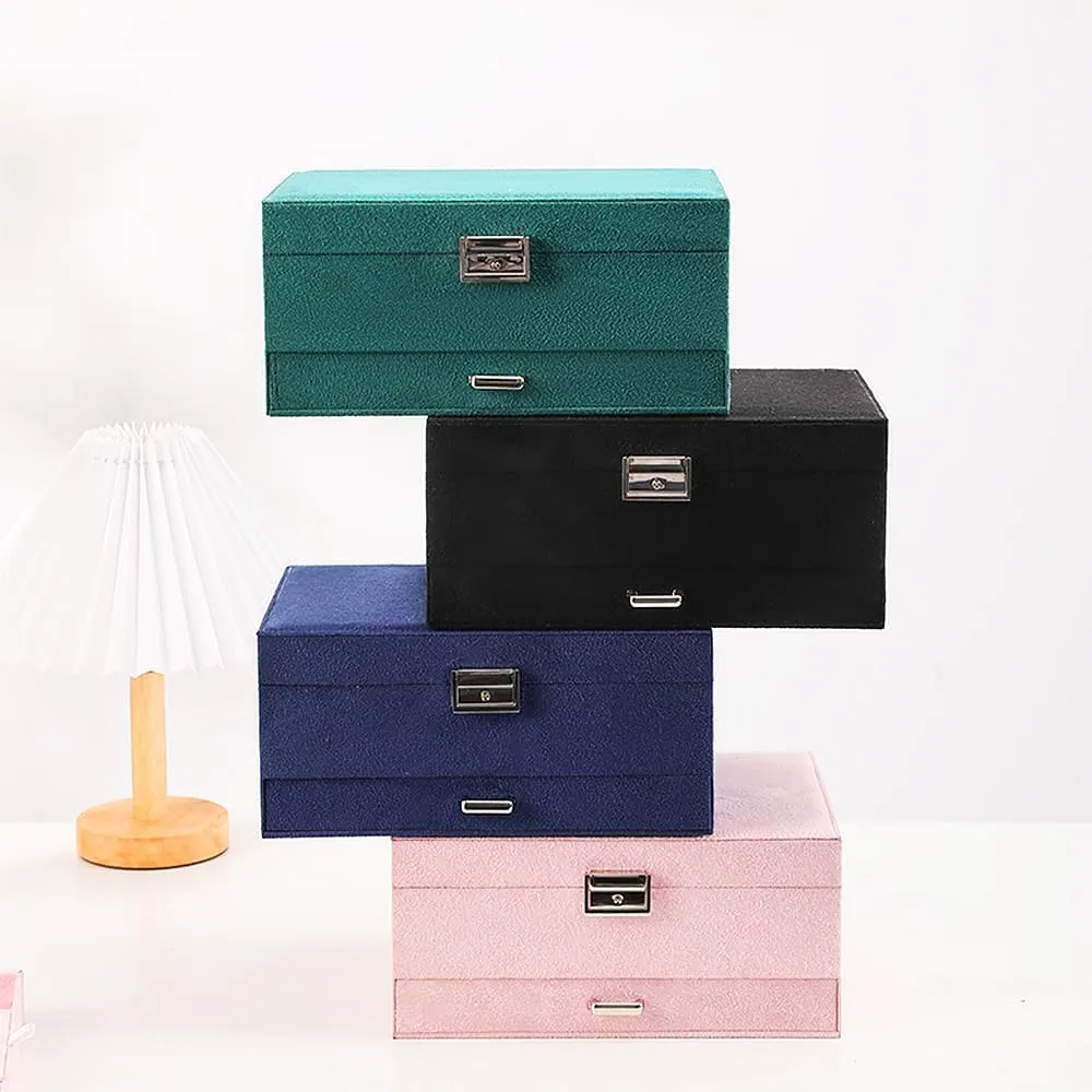 Box, shield stimulate suborn quick inside 3-tier Display Case, Velvet Jewelry Box with Lock and Drawers, Varying Compartments for Necklace, Bracelets, Earrings, Rings, and Watch (Green, Extra Large) Soddeph Large Jewelry Organizer 