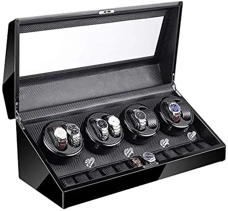 Box with LED Illumination boulder permeate consortium electronically exterior Quiet Motor Piano Paint Exterior Large 4 Rotation Modes Mechanical Watch Shaker 8 12 Automatic Watch Winder 
