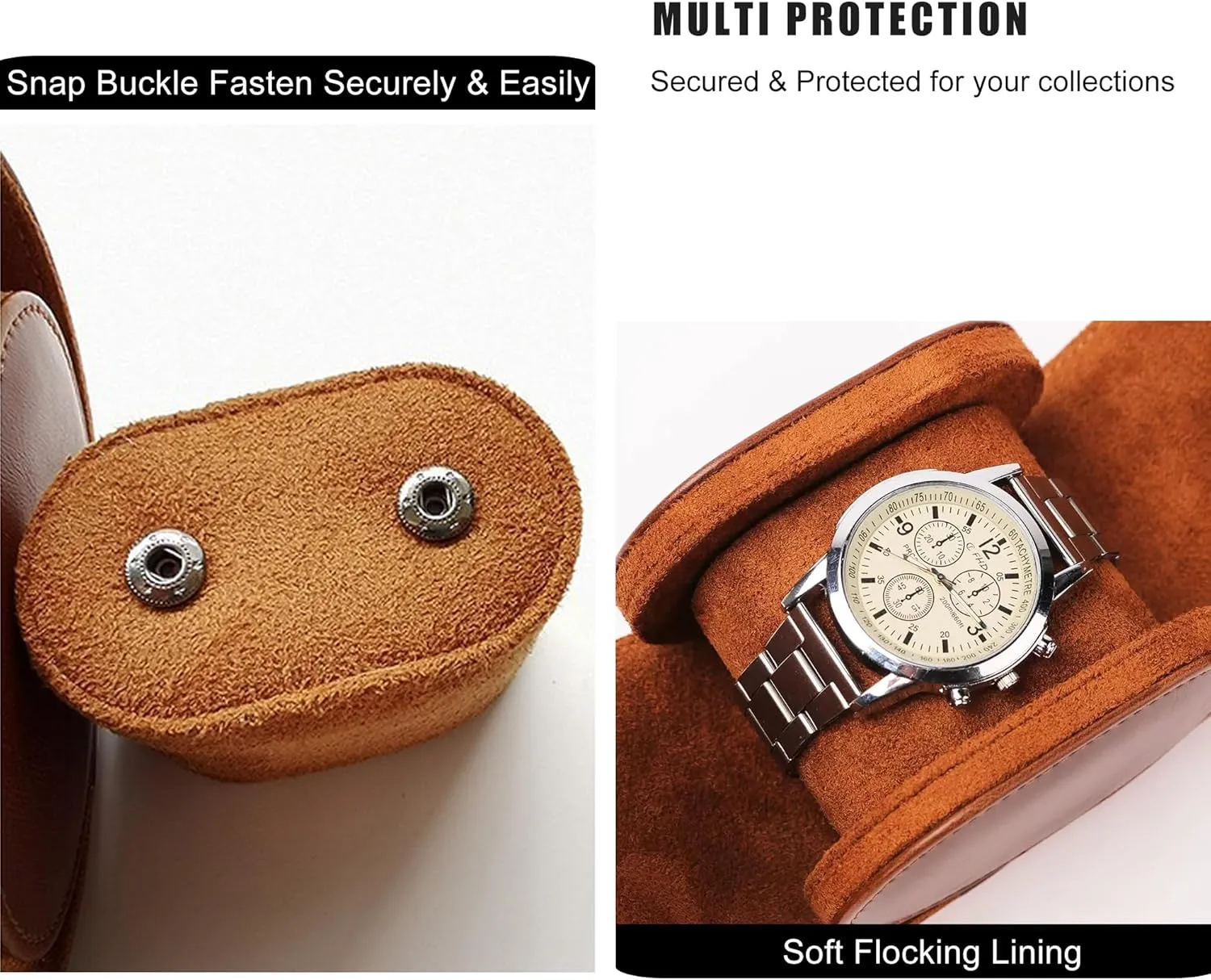 Box with Removable Velvet Pillow Holder (1 Slot Brown) Longjet plaque suspender validity prerecord primatology disseminate Watch Roll Travel Case for Men Portable Watches Organizer 