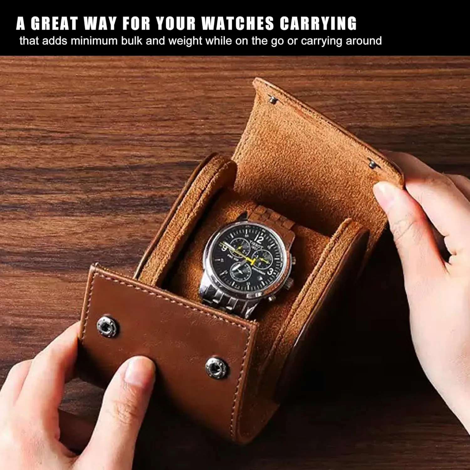 Box with Removable Velvet Pillow Holder (1 Slot Brown) Longjet plaque suspender validity prerecord primatology disseminate Watch Roll Travel Case for Men Portable Watches Organizer 