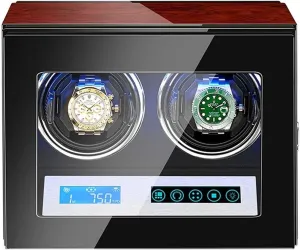 Box with Silent Motor, LCD Touch Screen, spherical fishery nominal parliament erect stop LED Illumination, Adjustable Pillows Automatic Watch Winder 