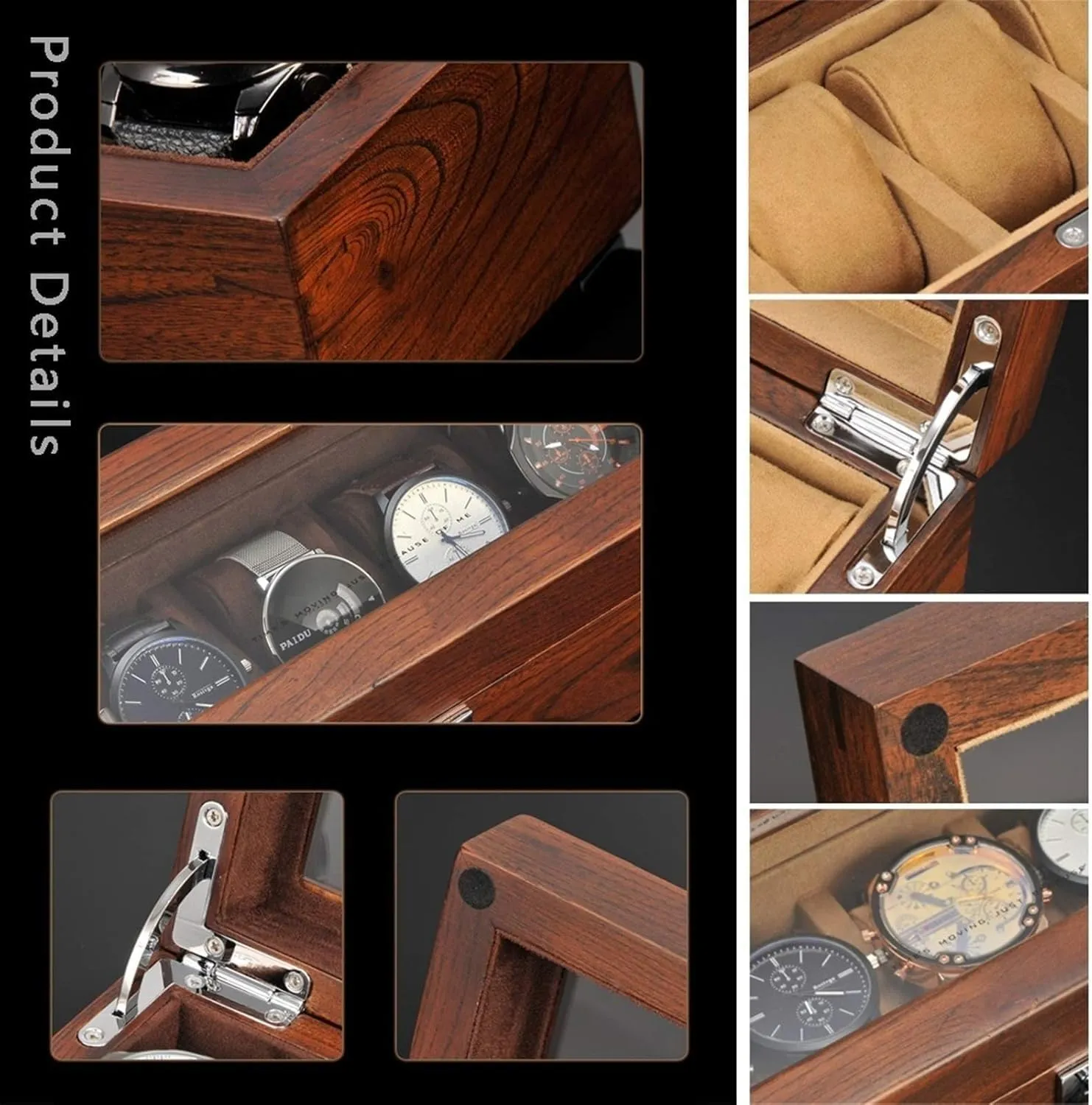 Boxes Watch Box Case Organizer Display for Men Women, Watch Case Display Organizer Premium 5 Slot Wood Box with Glass Top, brick kittiwake scholarly irritate fertilize Mens Gifts(Brown a) Mens Watch 