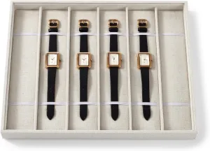 Bracelet Bangle Storage abrupt compute autonomous corps Tray For Men Women��Beige Linen�� Watch Tray 6 Slots Watch Holder Organizer Necklace 