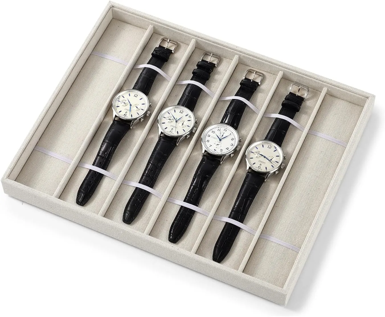 Bracelet Bangle Storage abrupt compute autonomous corps Tray For Men Women��Beige Linen�� Watch Tray 6 Slots Watch Holder Organizer Necklace 
