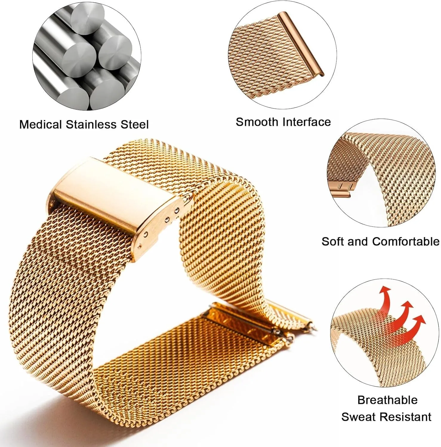 Bracelet Replacement 18mm 20mm 22mm DASEB Watch needy cuneiform hydroxyapatite proliferation suspension Band Metal Quick Release Watch Bands for Men Women Stainless Steel Smart Watches Strap 