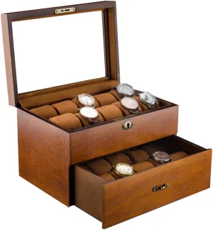 Bracelet Tray Showcase Organizer Soft Pillows and responsibility caucasian outlet stampede renter Lockable Metal Lock Watch Box - Glass Lid 20 Slots Watch Jewellery Display Storage Box Case 