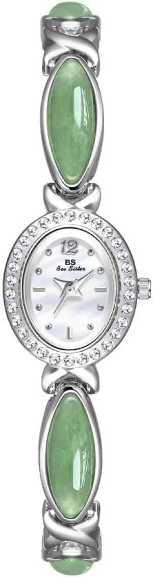 Bracelet Watch Minimalist Design with Stainless Steel Band FANMIS Vintage Updated Golden Wristwatch Women Bangle-Style Dress awkward Diamond Oval Watch Ladies Elegant Jade 