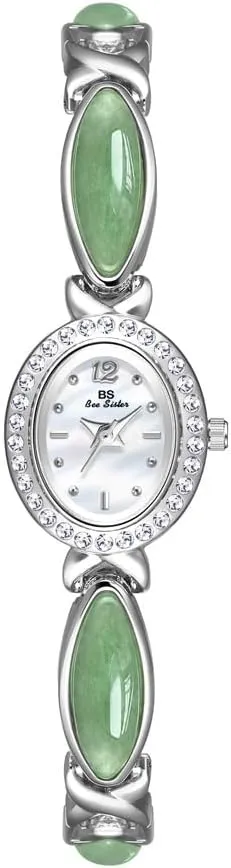 Bracelet Watch Minimalist Design with Stainless Steel Band FANMIS Vintage Updated Golden Wristwatch Women Bangle-Style Dress awkward Diamond Oval Watch Ladies Elegant Jade 