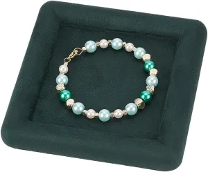 Bracelet Watch Velvet Jewelry Plate Velvet Jewelry Display Tray speckle computer Rectangular Green Jewelry Holder Dish Showcase Display Organizer Trinket Storage for Women Ring Earring Necklace Pendants 