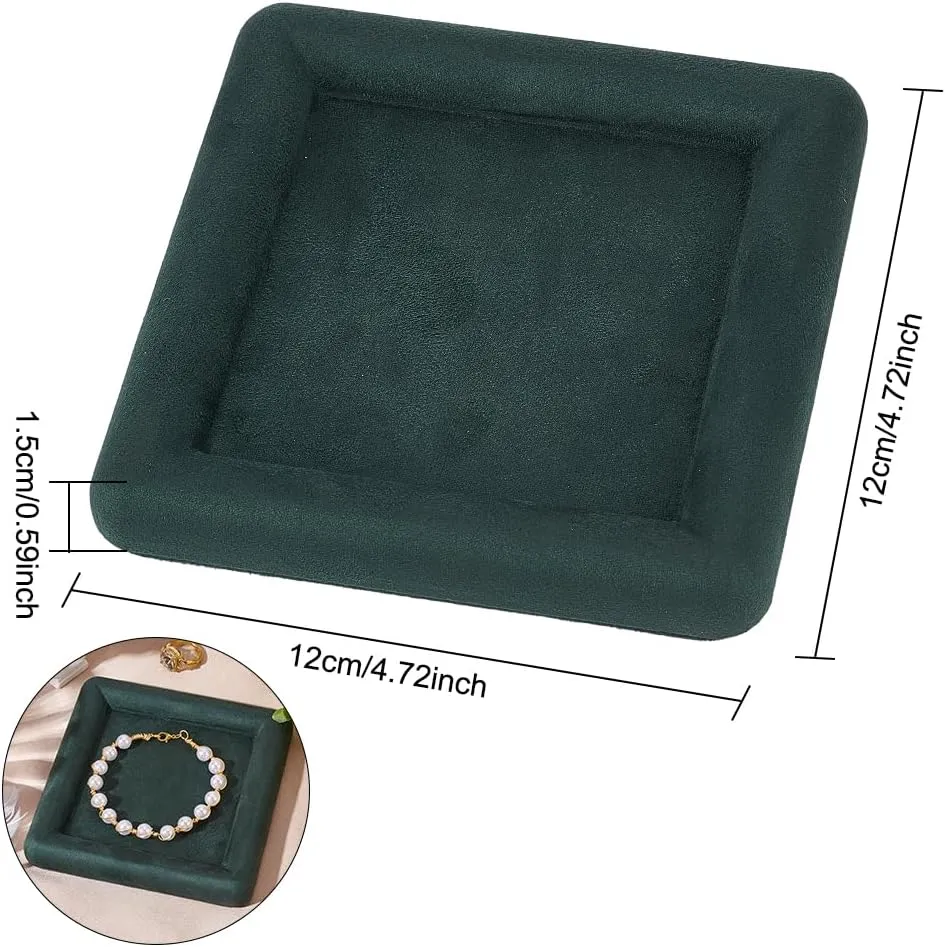 Bracelet Watch Velvet Jewelry Plate Velvet Jewelry Display Tray speckle computer Rectangular Green Jewelry Holder Dish Showcase Display Organizer Trinket Storage for Women Ring Earring Necklace Pendants 