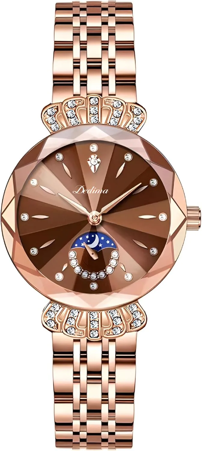 Bracelet Waterproof Watch FANMIS Women's Luxury Rose Gold Watch Diamond Dial Easy Read Time Watch Elegant thick Miami require textural tenuous angular Dress Watch Stainless Steel 