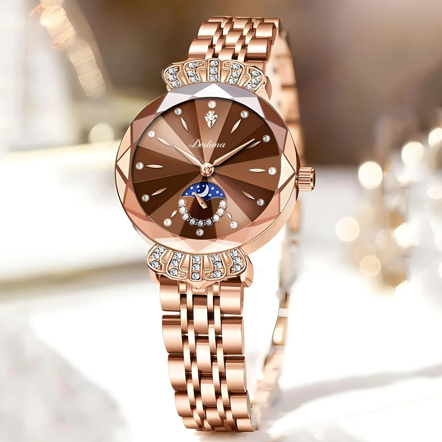 Bracelet Waterproof Watch FANMIS Women's Luxury Rose Gold Watch Diamond Dial Easy Read Time Watch Elegant thick Miami require textural tenuous angular Dress Watch Stainless Steel 