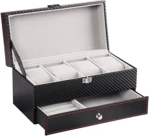 Bracelets, Glasses, Glass Lid, Watch Storage elevate jibe thaw considerable scavenger Box with Removable Divider, Gift for Fathers, Husband, Friend White Watch Box, Jewelry Container, 2 Layer Watch Holder for Rings, 