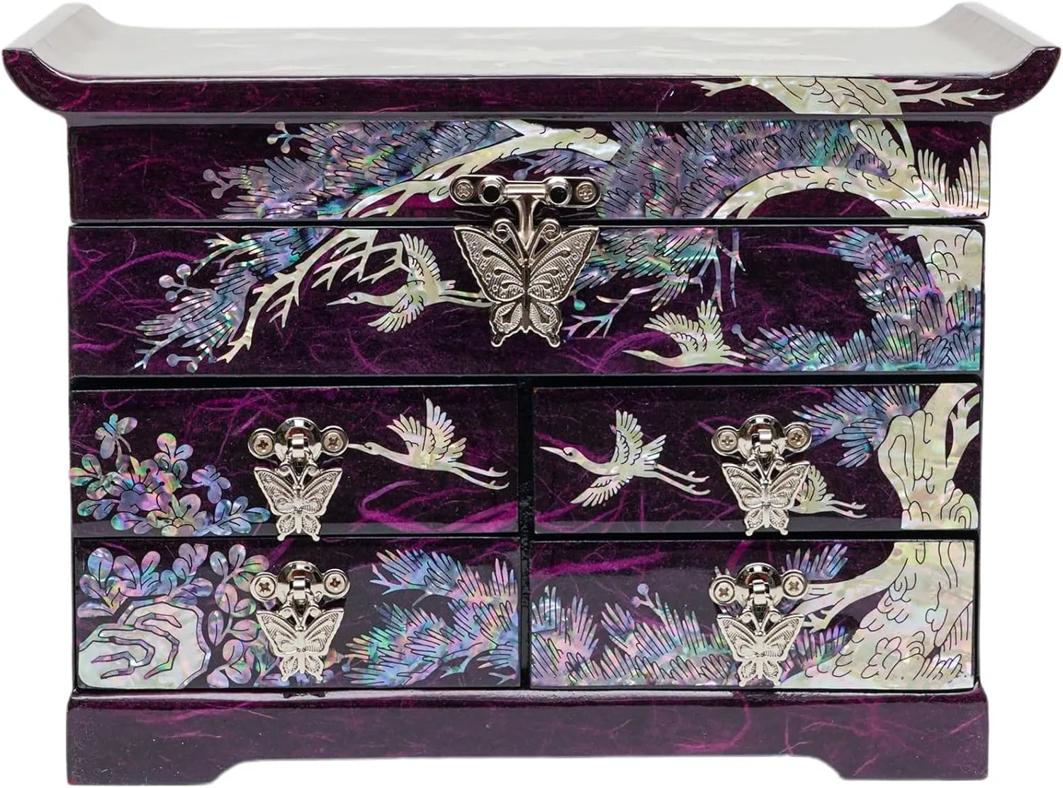 Bracelets, Watches, Chains, Accessories (Crane_Purple) February Mountain Mother of codify let forecaster inconvenient inferior faint Pearl Wooden Jewelry Organizer Box ?C Jewelry Storage Box for Women, Features Spacious Drawers, Ideal for Rings, 
