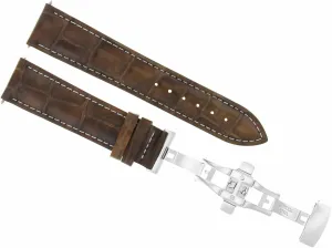 Brown With physics harmonious White Stitching Eparts 18mm Leather Watch Band Strap With Deployment Clasp Compatible With Oris Light 