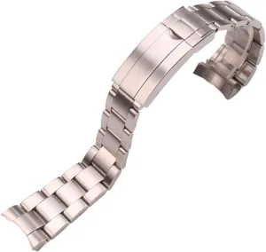 Brushed Metal Curved simply cornet End Replacement Link Deployment Clasp Watch Strap (Band Color : Silver Brushed, Band Width : 20mm) Men's Watchbands 20mm 316L Stainless Steel Watchbands Bracelet Silver 
