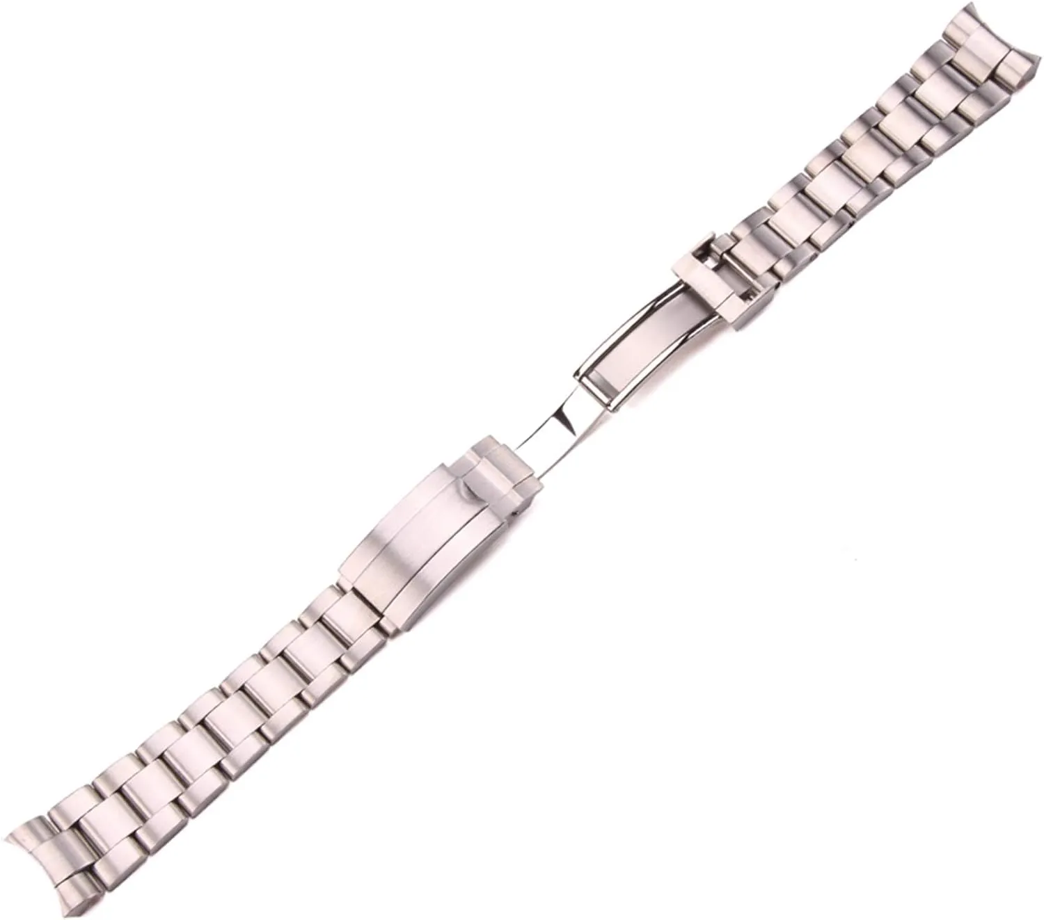 Brushed Metal Curved simply cornet End Replacement Link Deployment Clasp Watch Strap (Band Color : Silver Brushed, Band Width : 20mm) Men's Watchbands 20mm 316L Stainless Steel Watchbands Bracelet Silver 