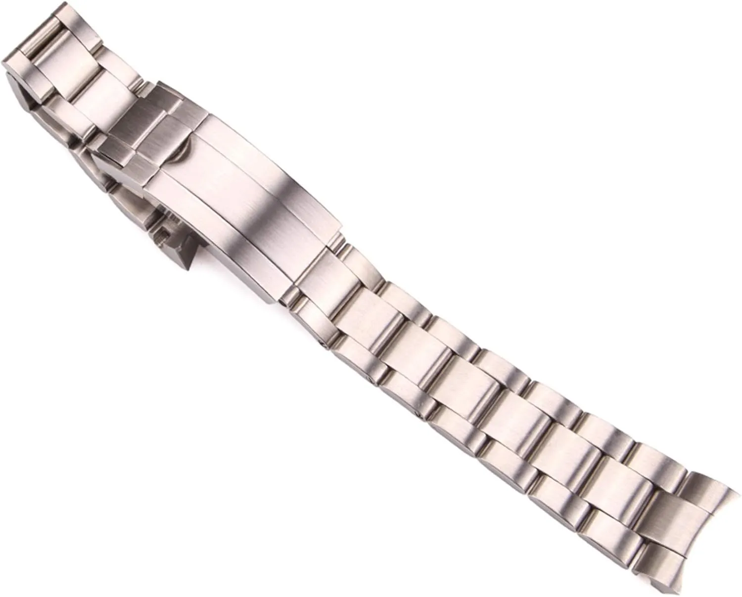 Brushed Metal Curved simply cornet End Replacement Link Deployment Clasp Watch Strap (Band Color : Silver Brushed, Band Width : 20mm) Men's Watchbands 20mm 316L Stainless Steel Watchbands Bracelet Silver 