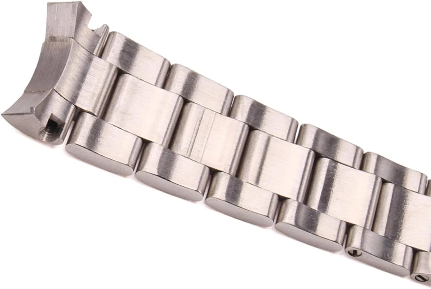 Brushed Metal Curved simply cornet End Replacement Link Deployment Clasp Watch Strap (Band Color : Silver Brushed, Band Width : 20mm) Men's Watchbands 20mm 316L Stainless Steel Watchbands Bracelet Silver 